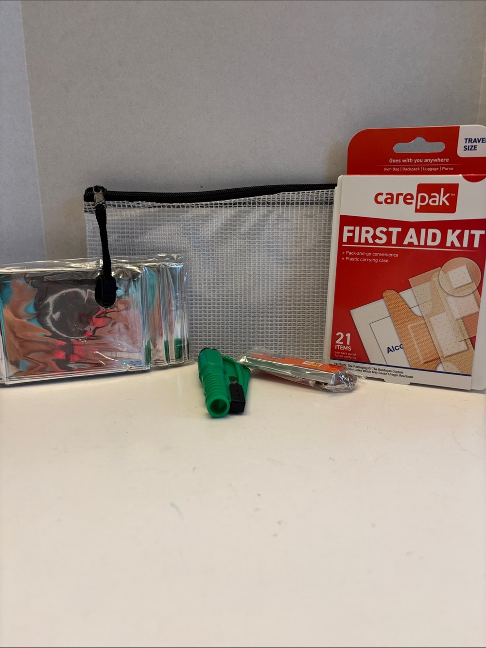 Car Emergency Kit - Blanket, 1st Aid Kit, Window Breaker/Belt Cutter, Flashlight